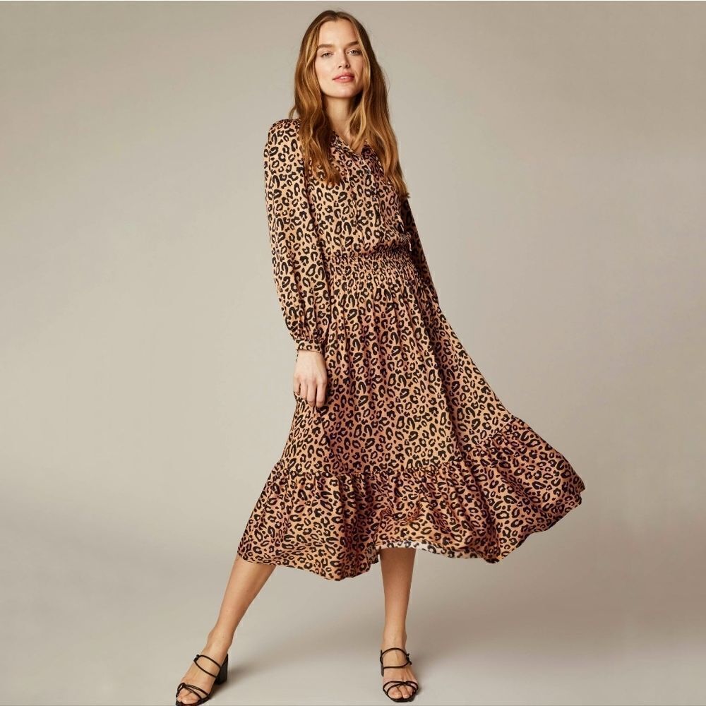 Tucker Juliette Dress Kitty Cat Dreamer in Stretch Charmeuse Silk Leopard Print